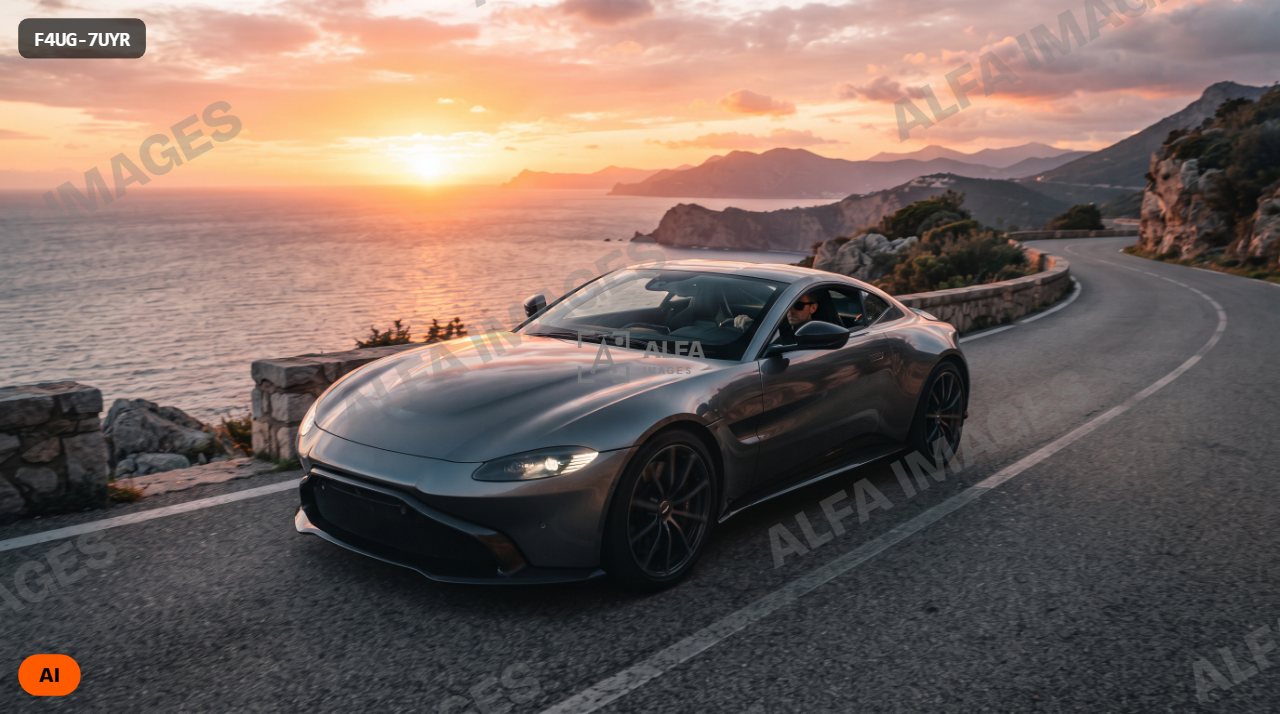 Luxury car sunset view