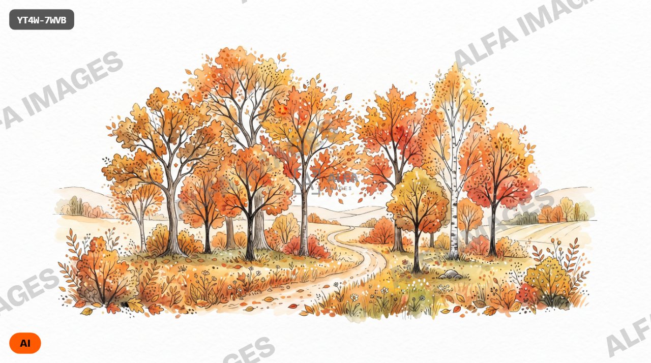 Fall trees design on white